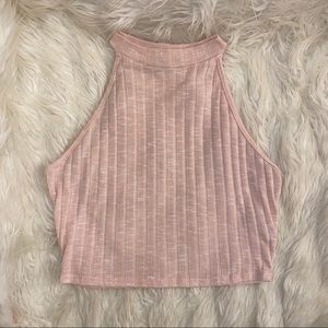 Light Pink High Neck Crop Top